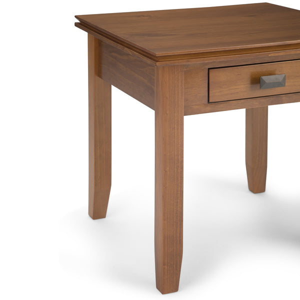 English Elm Artisan Honey Brown End Table - Handcrafted Wood Design With Storage For Versatile Living Spaces B136P158692