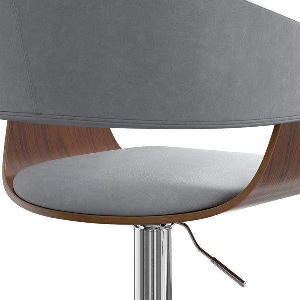 English Elm Lowell Adjustable Swivel Bar Stool - Modern Stone Grey Vegan Leather & Bentwood Comfort Design B136P158834