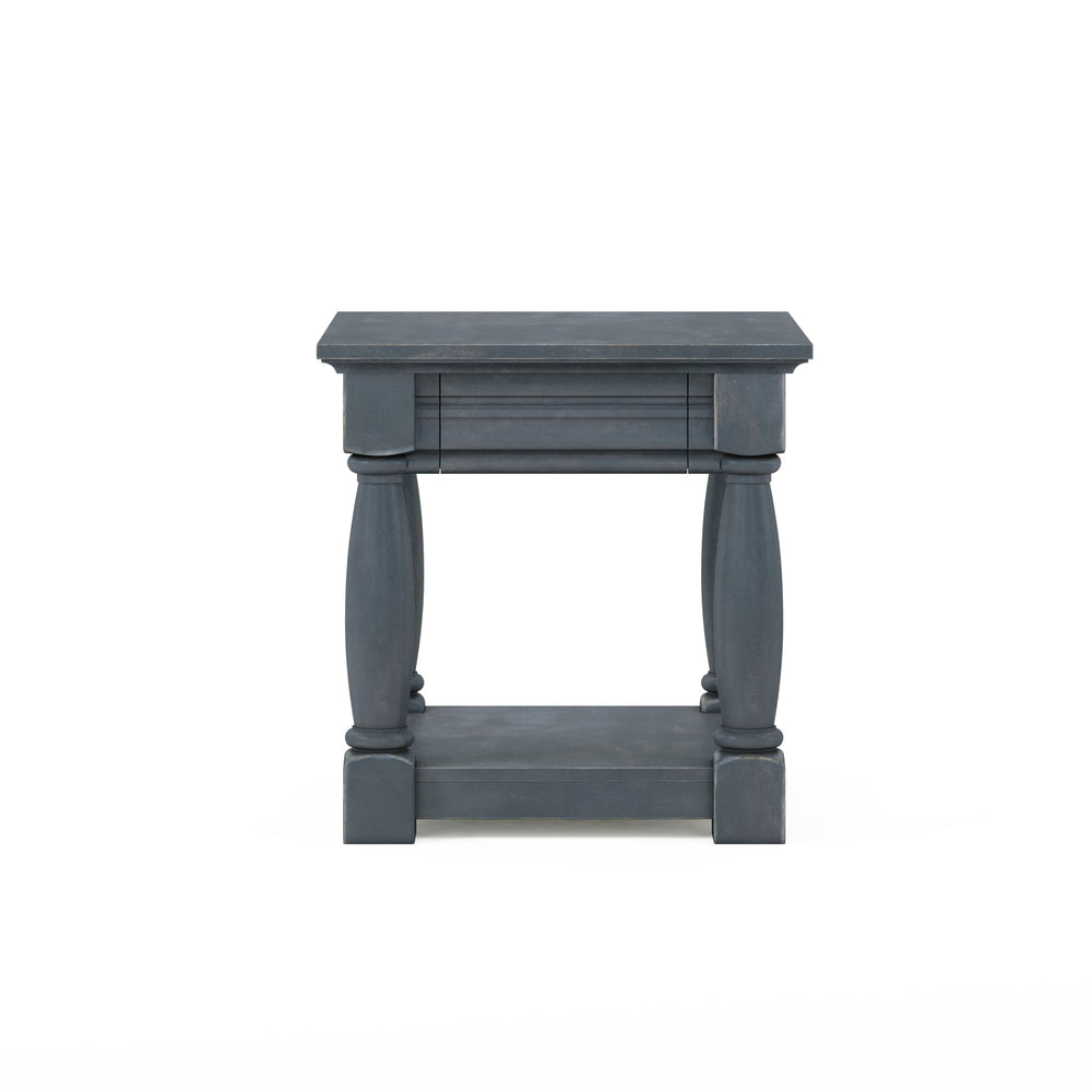 A.R.T. Furniture Alcove End Table - Stylish Slate Finish With Hidden Drawer, Acacia Solids & Maple Veneers For Storage Blue Acacia Solids,Maple Veneers 321303-2821