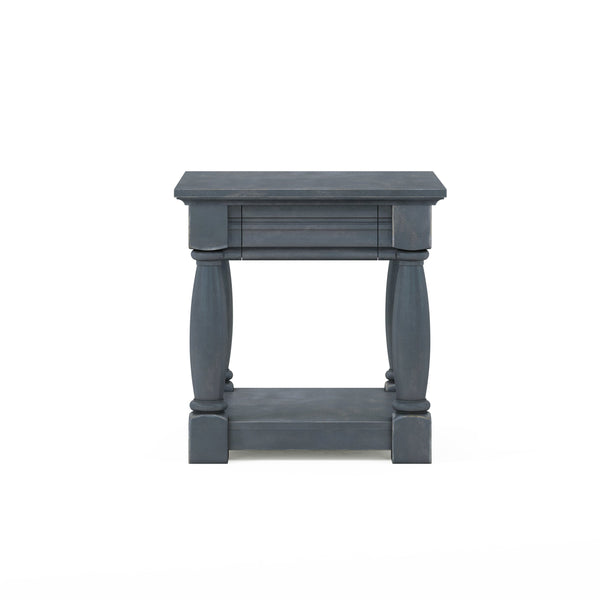 A.R.T. Furniture Alcove End Table - Stylish Slate Finish With Hidden Drawer, Acacia Solids & Maple Veneers For Storage Blue Acacia Solids,Maple Veneers 321303-2821