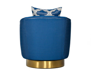 VIG Furniture Niagra Luxe Blue Swivel Accent Chair With Brushed Gold Base, Foam Cushioning & Pattern Pillow (96) VGODZW-981