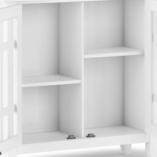 English Elm Bedford Low Storage Media Cabinet - Stylish White Furniture With Glass Doors & Adjustable Shelves B136P158480