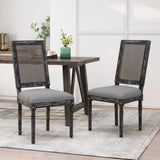 Christopher Knight Home® - Noble House - Regina French Country Wood and Cane Upholstered Dining Chair (Set of 2)