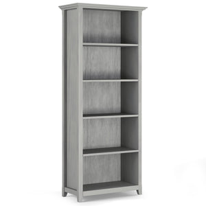 English Elm Amherst 30-Inch Solid Wood 5-Shelf Bookcase In Hand-Finished Fog Grey – Versatile Storage Solution B136P158328