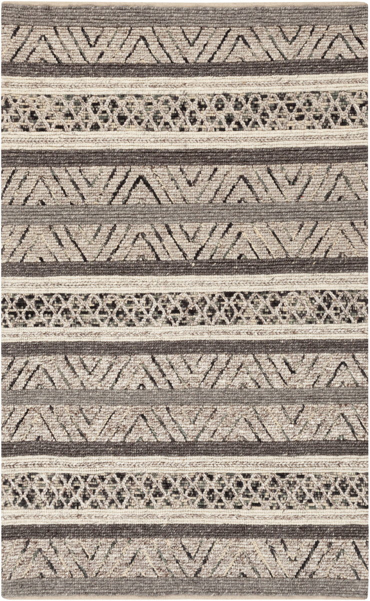 Nico NIC-7001 6' x 9' Handmade Rug NIC7001-69  Charcoal, Black, Gray, Ivory, Deep Teal Surya