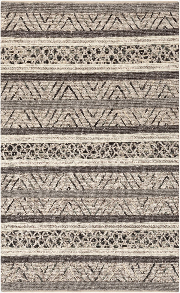 Surya Nico 2' X 3' Handmade Global-inspired Rug - Elegant Wool & Viscose Design For Eclectic Charm! Charcoal Wool,Viscose Nic7001-23