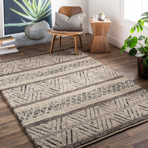 Surya Nico 2' X 3' Handmade Global-inspired Rug - Elegant Wool & Viscose Design For Eclectic Charm! Charcoal Wool,Viscose Nic7001-23