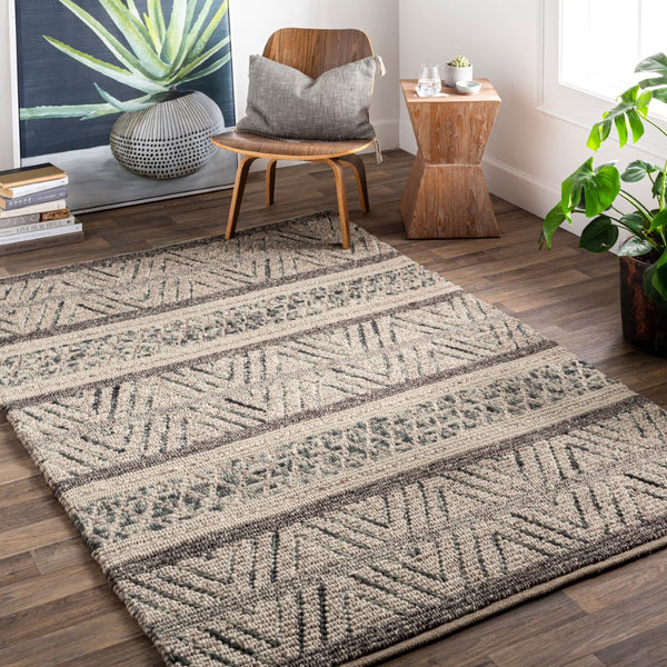 Surya Nico 2' X 3' Handmade Global-inspired Rug - Elegant Wool & Viscose Design For Eclectic Charm! Charcoal Wool,Viscose Nic7001-23