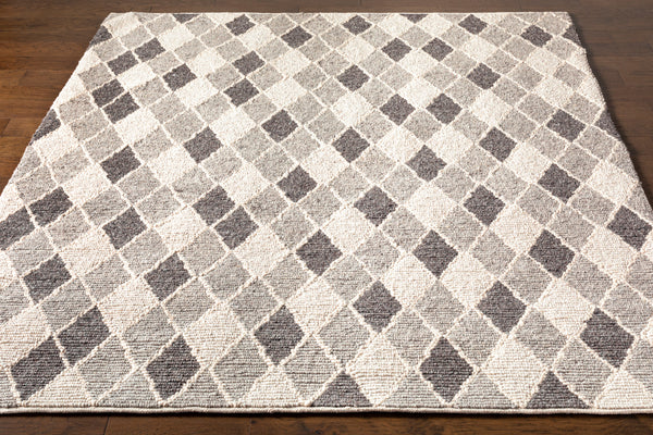 Nico NIC-7002 6' x 9' Handmade Rug NIC7002-69  Charcoal, Black, Gray, Ivory Surya