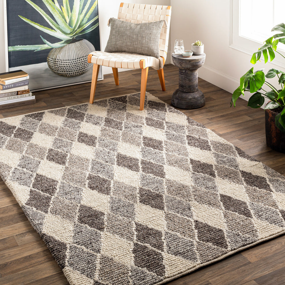 Nico NIC-7002 6' x 9' Handmade Rug NIC7002-69  Charcoal, Black, Gray, Ivory Surya