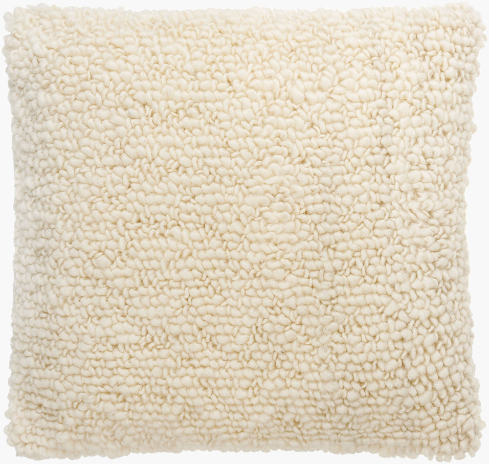 Surya Noida 18"X18" Cottage-style Accent Pillow - Luxuriously Soft Wool-cotton Blend, Perfect For Cozy Spaces Ivory Wool,Cotton,Cotton Nid001-2222p