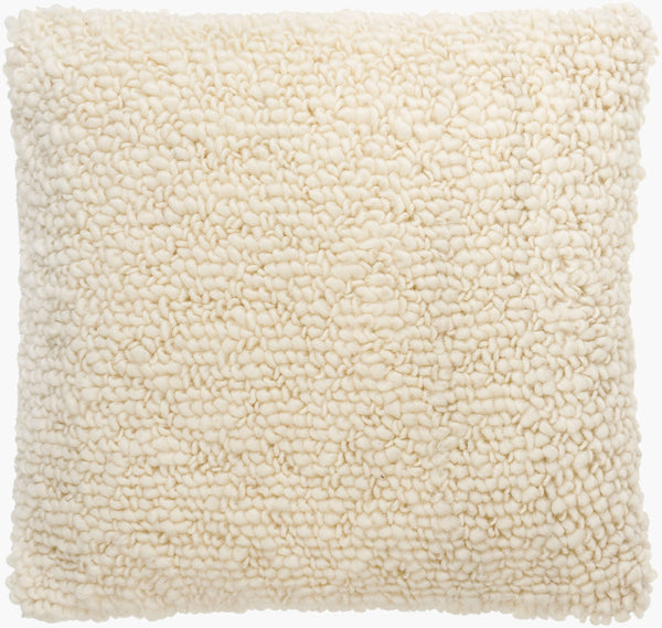 Surya Noida 18"X18" Cottage-style Accent Pillow - Luxuriously Soft Wool-cotton Blend, Perfect For Cozy Spaces Ivory Wool,Cotton,Cotton Nid001-2222p