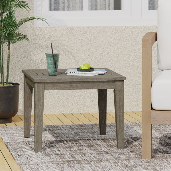 English Elm Christopher Knight Home® - Hampton Acacia Wood Side Table for Outdoor Use, Low-Profile 20" Square Top, Durable 300lb Capacity Grey 61350.00LGRY