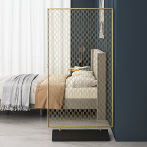 English Elm Christopher Knight Home® - STEEL Gold Brushed Iron Screen Room Divider – Single Panel Mesh, Modern Free-Standing Privacy Accent 67261.00
