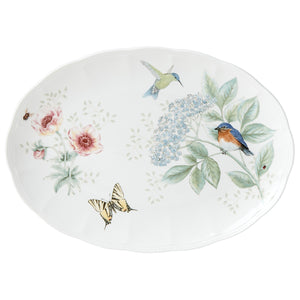 Lenox Butterfly Meadow Flutter Eastern Bluebird 16" Oval Serving Platter Multi, WHITE PORCELAIN 882266