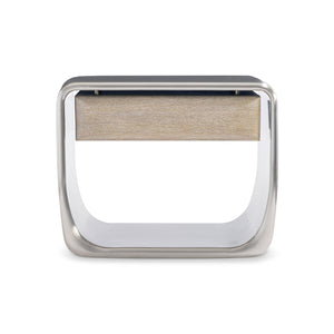 Bernhardt Bernhardt Lomond Nightstand — Midcentury Tarnished Nickel Shell, Trevin Oak Floating Drawer, 35.75"W 347230