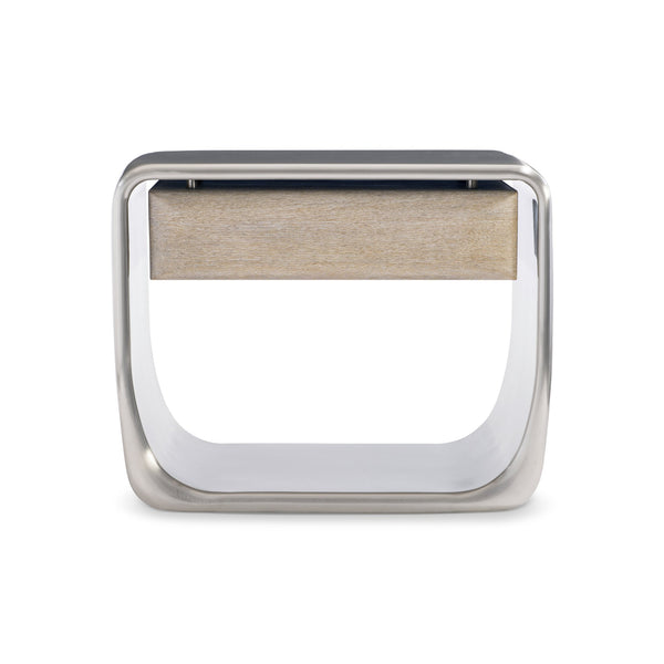 Bernhardt Bernhardt Lomond Nightstand — Midcentury Tarnished Nickel Shell, Trevin Oak Floating Drawer, 35.75"W 347230