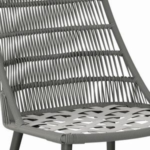 English Elm Beachside Powder-Coated Aluminum Outdoor Dining Chairs Set of 2 with Grey Removable Cushions, Rope Weave B136P159373