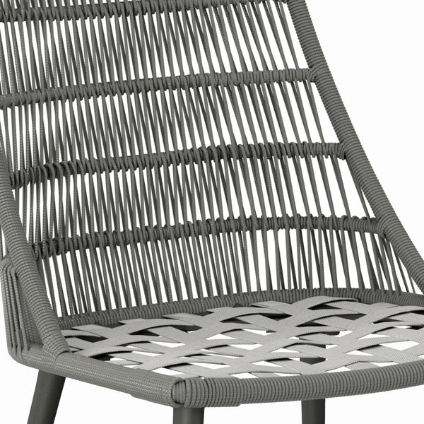 English Elm Beachside Powder-Coated Aluminum Outdoor Dining Chairs Set of 2 with Grey Removable Cushions, Rope Weave B136P159373