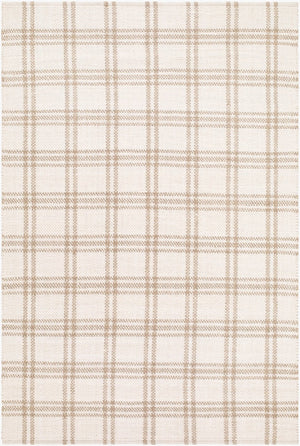 Livabliss Nader Handwoven Wool Flatweave Rug Low Profile Indian Craft for Modern Interiors Ivory, Taupe 5' x 7'6" NIN2303-576