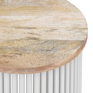 English Elm Demy Accent Table with Sustainable Mango Wood Top and Slatted Metal Base — Compact, Durable Style Light Brown B136P158993