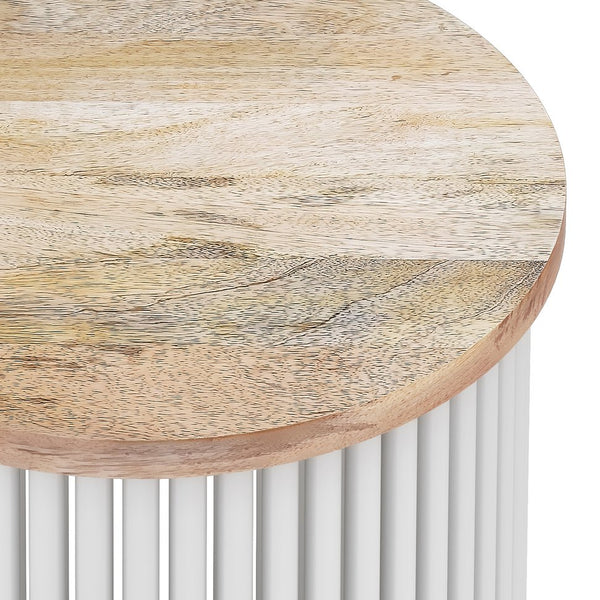 English Elm Demy Accent Table with Sustainable Mango Wood Top and Slatted Metal Base — Compact, Durable Style Light Brown B136P158993
