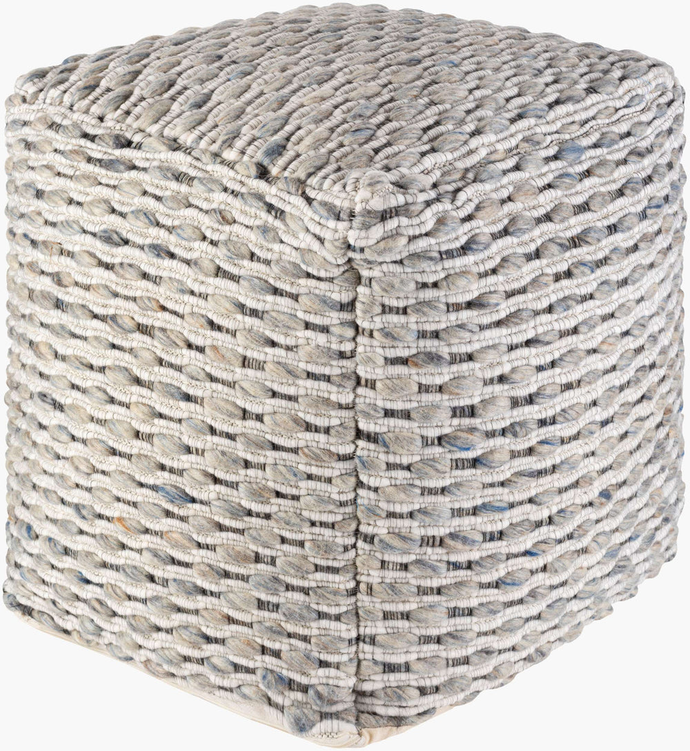 Surya Lanier Modern 18"H X 18"W X 18"D Pouf - Stylish Wool-blend, Durable, Lightweight, And Comfy Accent Piece Gray Wool,Polyester,Polybeads Nipf001-181818