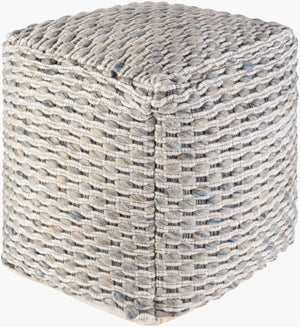 Surya Lanier Modern 18"H X 18"W X 18"D Pouf - Stylish Wool-blend, Durable, Lightweight, And Comfy Accent Piece Gray Wool,Polyester,Polybeads Nipf001-181818