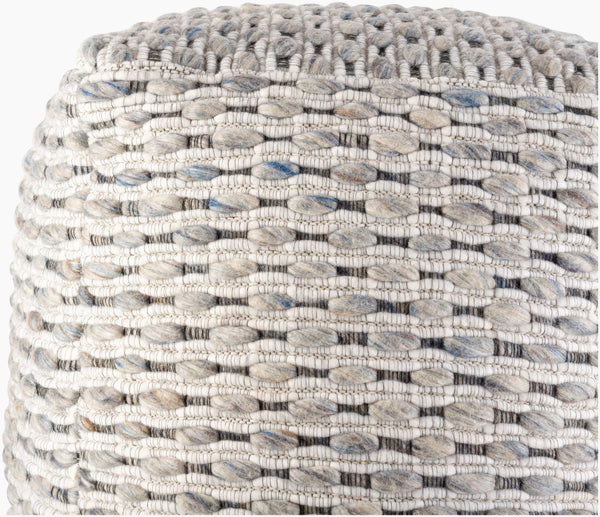 Surya Lanier Modern 18"H X 18"W X 18"D Pouf - Stylish Wool-blend, Durable, Lightweight, And Comfy Accent Piece Gray Wool,Polyester,Polybeads Nipf001-181818