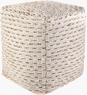 Surya Lanier Modern 18"H X 18"W X 18"D Pouf - Stylish Wool-blend, Durable, Lightweight, And Comfy Accent Piece Light Beige Wool,Polyester,Polybeads Nipf003-181818