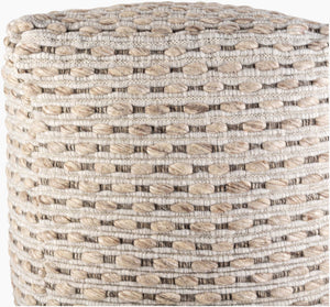 Surya Lanier Modern 18"H X 18"W X 18"D Pouf - Stylish Wool-blend, Durable, Lightweight, And Comfy Accent Piece Light Beige Wool,Polyester,Polybeads Nipf003-181818