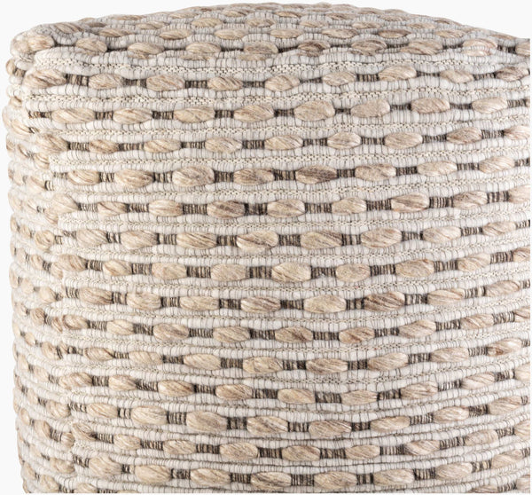 Surya Lanier Modern 18"H X 18"W X 18"D Pouf - Stylish Wool-blend, Durable, Lightweight, And Comfy Accent Piece Light Beige Wool,Polyester,Polybeads Nipf003-181818