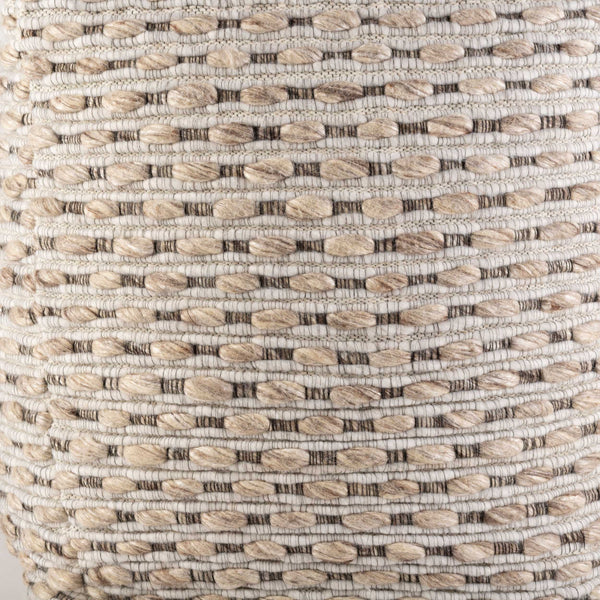 Surya Lanier Modern 18"H X 18"W X 18"D Pouf - Stylish Wool-blend, Durable, Lightweight, And Comfy Accent Piece Light Beige Wool,Polyester,Polybeads Nipf003-181818