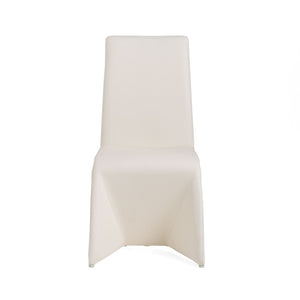 VIG Furniture Nisse White Leatherette Dining Chairs Set Of 2 — Scandinavian Modern Padded Seats With Stainless Steel Legs VGVCB878-WHT