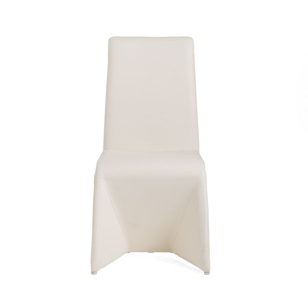 VIG Furniture Nisse White Leatherette Dining Chairs Set Of 2 — Scandinavian Modern Padded Seats With Stainless Steel Legs VGVCB878-WHT