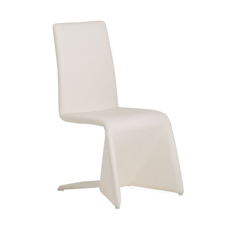 VIG Furniture Nisse White Leatherette Dining Chairs Set Of 2 — Scandinavian Modern Padded Seats With Stainless Steel Legs VGVCB878-WHT