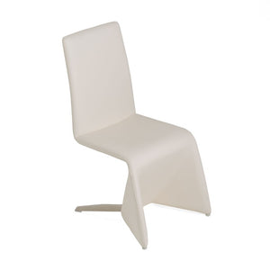 VIG Furniture Nisse White Leatherette Dining Chairs Set Of 2 — Scandinavian Modern Padded Seats With Stainless Steel Legs VGVCB878-WHT