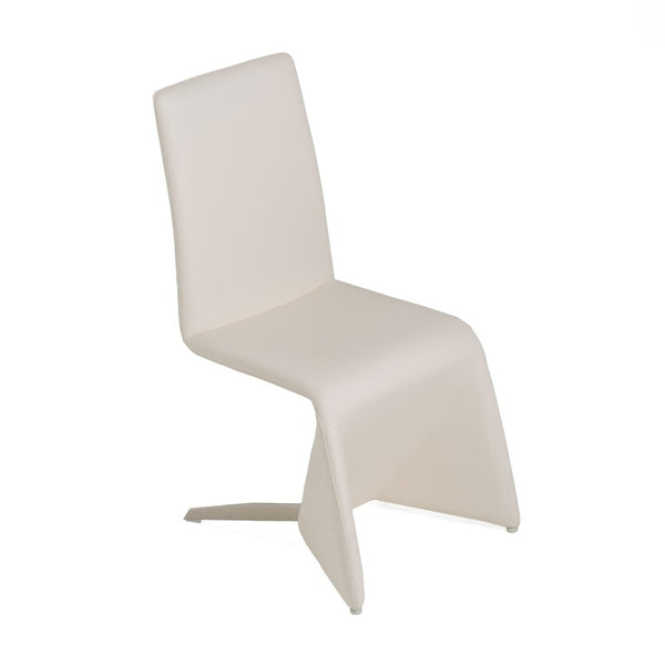 VIG Furniture Nisse White Leatherette Dining Chairs Set Of 2 — Scandinavian Modern Padded Seats With Stainless Steel Legs VGVCB878-WHT