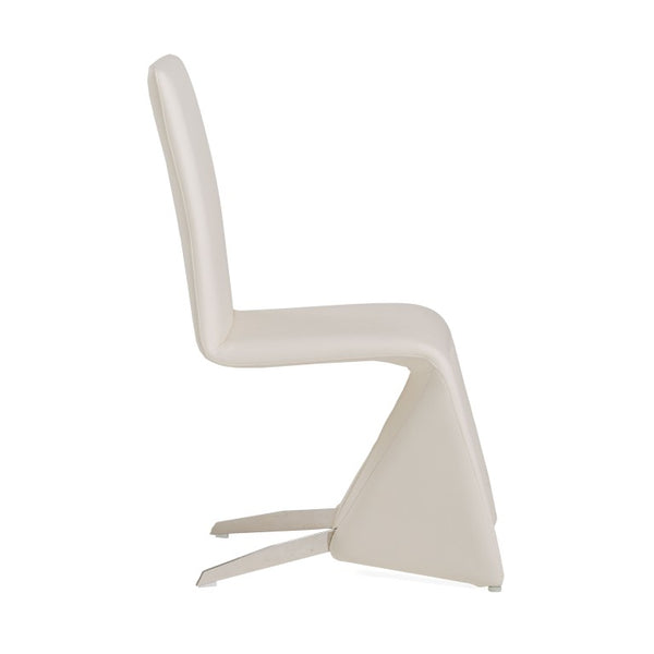 VIG Furniture Nisse White Leatherette Dining Chairs Set Of 2 — Scandinavian Modern Padded Seats With Stainless Steel Legs VGVCB878-WHT