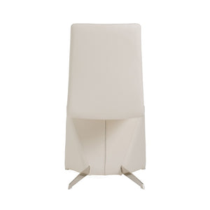 VIG Furniture Nisse White Leatherette Dining Chairs Set Of 2 — Scandinavian Modern Padded Seats With Stainless Steel Legs VGVCB878-WHT