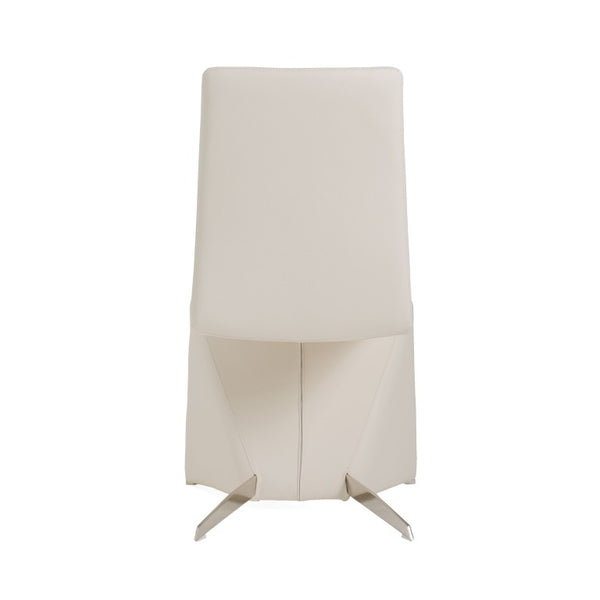VIG Furniture Nisse White Leatherette Dining Chairs Set Of 2 — Scandinavian Modern Padded Seats With Stainless Steel Legs VGVCB878-WHT
