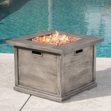 Christopher Knight Home® Outdoor Patio 24'' H X 32'' W Square Gas Burning Concrete Fire Pit Wood Pattern - Grey - 40,000 Btu