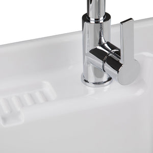 English Elm Maile 28" Laundry Cabinet with Deep 12.8" ABS Sink, Pull-Out Faucet, Storage Drawer, Pure White B136P158804
