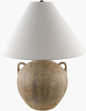 Surya Nivalis 24" Hand-painted Ceramic Accent Table Lamp With Linen Shade - Elegant Home Illumination Body, Gray,Shade, White,Finial, Black,Harp, Metallic ,Nickel,Cord, Translucent Ceramic,Linen,Polystyrene,Iron Niv-001