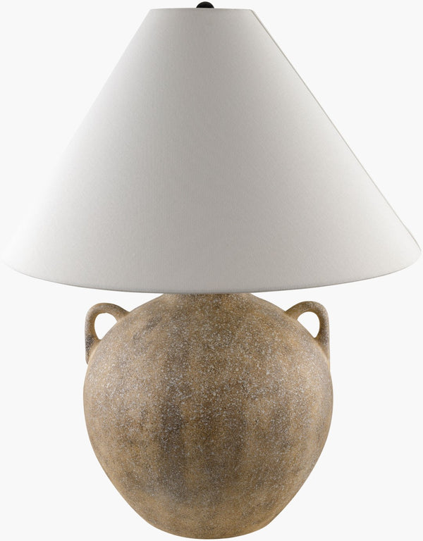 Surya Nivalis 24" Hand-painted Ceramic Accent Table Lamp With Linen Shade - Elegant Home Illumination Body, Gray,Shade, White,Finial, Black,Harp, Metallic ,Nickel,Cord, Translucent Ceramic,Linen,Polystyrene,Iron Niv-001