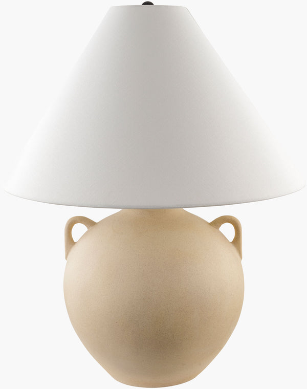Surya Nivalis 24" Hand-painted Ceramic Accent Table Lamp With Linen Shade - Elegant Home Illumination Body, Beige,Shade, White,Finial, Black,Harp, Metallic ,Nickel,Cord, Translucent Ceramic,Linen,Polystyrene,Iron Niv-002