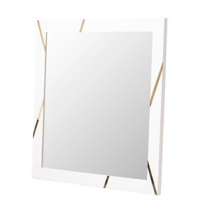 Modrest Nixa - Stunning White & Gold Glossy Mirror with Champagne Accents, No Assembly Needed!