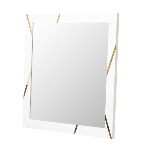 Vig Furniture Modrest Nixa - Glamorous White High Gloss Mirror With Elegant Gold Accents For Modern Homes White  Vgvcj1909-mir
