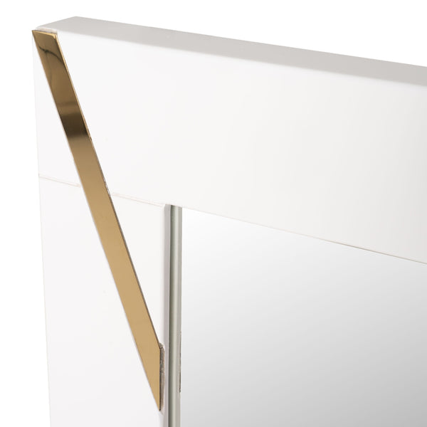 Modrest Nixa - Stunning White & Gold Glossy Mirror with Champagne Accents, No Assembly Needed!