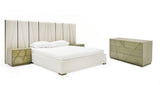 VIG Furniture Modrest Nixa - Modern Beige Velvet + Brushed Bronze Bed VGVC-BD1909-BED-BGE